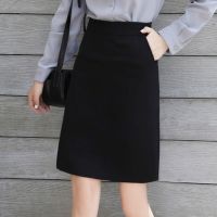 口袋显瘦半身裙春夏职业a字裙高腰简约工装西装女黑色短裙一步裙