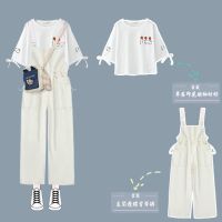 日系少女工装背带裤套装女学生韩版宽松夏季新款休闲连体阔腿裤潮