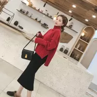 针织毛衣女加裙子两件套宽松显瘦气质网红范俏皮半身裙套装潮