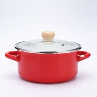 日式珐琅搪瓷锅加厚双耳汤锅煮面锅20cm-24cm燃气电磁炉通用