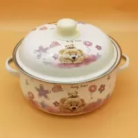 居家珐琅搪瓷炖锅宝宝辅食锅泡面锅汤锅双耳带盖锅燃气电磁炉通用