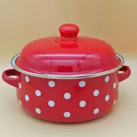 居家珐琅搪瓷炖锅宝宝辅食锅泡面锅汤锅双耳带盖锅燃气电磁炉通用