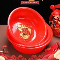 红盆婚庆大红盆喜盆结婚用婚庆加厚钢化不碎洗菜一次性加厚塑料盆