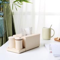 美家纤竹纸巾盒棉牙签套装家用创意客厅纸巾盒环保竹纤维收纳盒