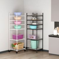 带滑轮厨房置物架落地式多层家用卫生间多功能锅盆架宿舍收纳架子