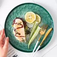 墨梅家居西餐盘陶瓷圆形盘菜盘家用牛排盘子餐具碟子平盘意面盘