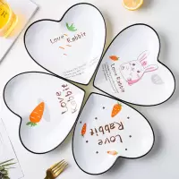 2/4个装8英寸盘子家用创意碟子菜盘子 可爱组合卡通套装陶瓷