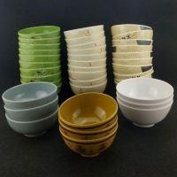 10个装塑料小饭碗4.5密胺小汤碗仿瓷小碗玫瑰花调料702黑色彩色碗