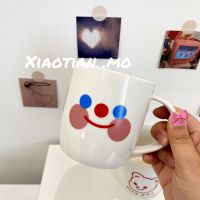 ins可爱笑脸云朵马克杯陶瓷带盖勺家用大容量学生牛奶水杯子