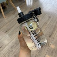 大容量吸管玻璃水杯女清新随手杯子男学生夏天便携情侣泡茶水壶