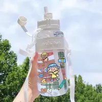 韩版吸管水杯女学生可爱简约塑料杯子防摔大容量便携随手杯