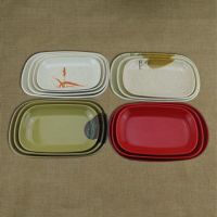 10个装塑料碟子自助餐盘长方形仿瓷密胺盘火锅烧烤盘子肠粉盘