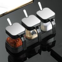 厨房调料盒家用三件套调料罐子玻璃盐罐调料瓶味精佐料盒组合套装