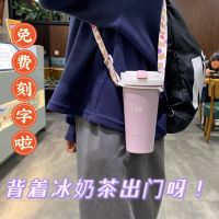 高颜值吸管水杯304不锈钢保温杯韩版学生简约奶茶杯子情侣杯