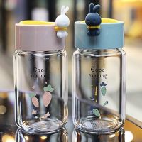 玻璃水杯韩版可爱便携杯子网红简约家用茶杯创意个性潮学生水杯