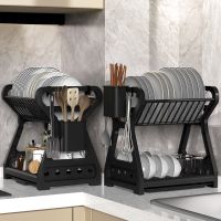 厨房置物架新款沥水碗架餐具筷子家用碗柜多功能台面收纳架免打孔