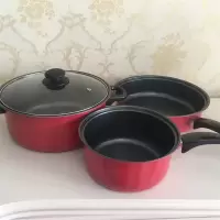炫彩三件套炒锅不粘锅礼品锅具套装平底锅节日活动品