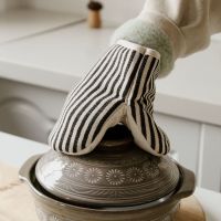 日式条纹耐高温防烫手套加厚布艺厨房微波炉烤箱烘培专用隔热手套