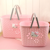 洗澡篮手提沐浴篮洗濑收纳篮购物篮塑料水果篮子可爱卡通大号浴筐