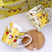 卡通皮卡丘杯子可爱陶瓷杯带勺马克杯水杯情侣对杯咖啡杯