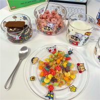 可爱卡通印花童趣高硼硅耐高温沙拉碗牛奶杯甜品盘玻璃餐具家用