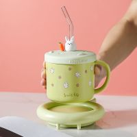 ins兔子55°暖暖杯子可爱水杯女生高颜值马克杯日式陶瓷杯恒温杯