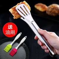 不锈钢食品夹面包夹烧烤夹子牛排夹加厚三线夹油刷烘焙用具不锈钢
