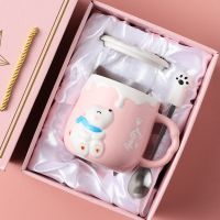 马克杯带盖勺男女陶瓷杯子韩版学生男女喝水茶杯大容量咖啡杯子