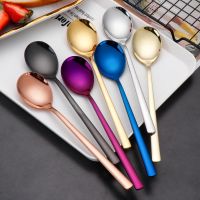 2-7支装韩式勺子不锈钢家用创意大号长柄勺可爱成人吃饭主餐汤勺