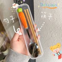 创意便携餐具胡萝卜陶瓷勺子筷子套装学生上班族户外旅行餐具套装