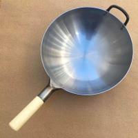 炒锅无涂层不粘家用圆底铁锅章丘舌尖燃气灶铁锅手工锻打锅