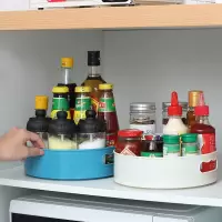 厨房度旋转置物架桌面圆形收纳架调味料整理架多功能塑料架子