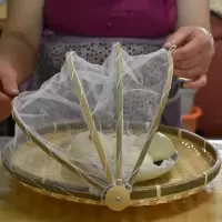 竹编制品防虫苍蝇灰尘筐小馒头水果干货晾晒收纳筐整理纱网饭菜罩