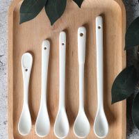 陶瓷咖啡勺白色搅拌调羹匙个性创意长柄韩日奶茶搅拌勺简约陶瓷