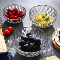 沙拉碗透明玻璃碗水果甜品碗大加厚沙拉盘家用玻璃碗套装加厚