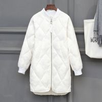 反季羽绒服女中长款2021新款轻薄棒球服韩版宽松白鸭绒外套潮