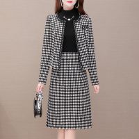 千鸟格外套连衣裙两件套2021春秋新款气质范套装裙