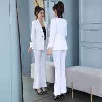 春秋职业装套装女2021新款时尚白色西装套裤气质韩版修身显瘦上衣