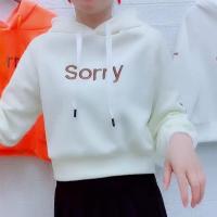 矮个子加绒短款卫衣女2021秋冬新款高腰刺绣宽松连帽金丝绒上衣