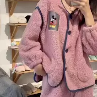 卡通珊瑚绒加厚秋冬女士保暖睡衣宽松休闲装可爱家居服套装