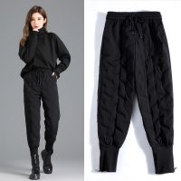棉裤羽绒裤女外穿宽松显瘦打底裤子秋冬季加绒加厚新款女士保暖裤