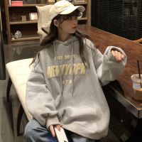 刺绣卫衣女学生韩版宽松潮ins加绒加厚秋冬季上衣连帽bf风中长款