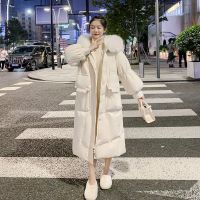 白色羽绒服女长款2021冬装新款宽松显瘦大毛领白鸭绒长过膝外套