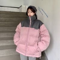 拼接pu皮棉服女2021年新款韩版宽松加厚学生ins面包服冬季外套潮