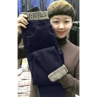80-220斤羊羔绒加绒保暖高弹牛仔裤女高腰秋冬小脚铅笔长裤