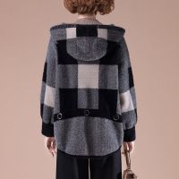 胖妈妈冬装水貂绒连帽外套中老年人秋冬装加肥气质双面绒毛呢外套