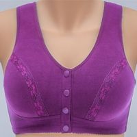 中老年人妈妈女中年无钢圈前扣棉文胸大码胸罩全棉内衣背心式薄