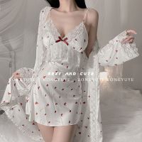 甜心性感睡衣女夏季2021年新款夏两件套冰丝吊带睡裙带胸垫家居服