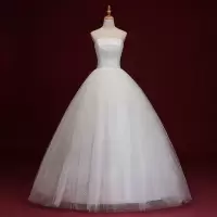 2020新款轻婚纱礼服显瘦一字肩简约齐地法式赫本女秋冬季小个子