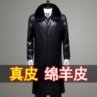 海宁皮加绒薄款皮夹克单皮外套商务秋冬装中老年爸爸装